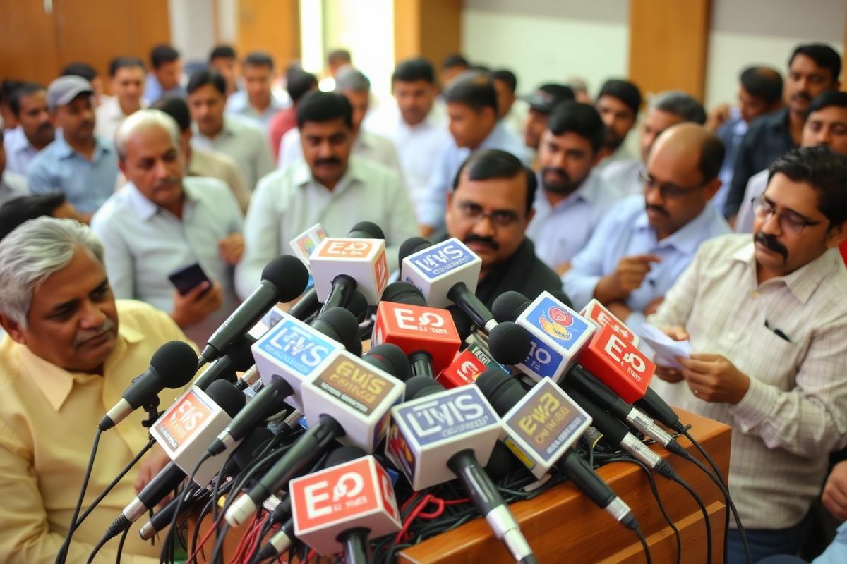 Journalists at a state government press briefing